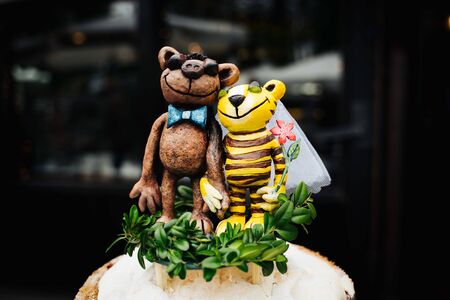 a wedding cake cartoon topperの写真素材