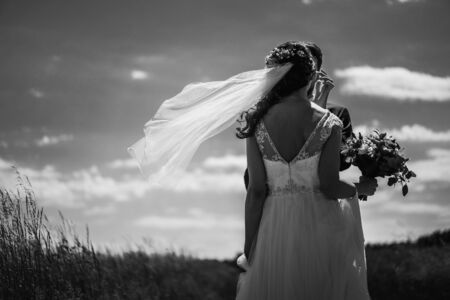 wedded couple in the natureの写真素材