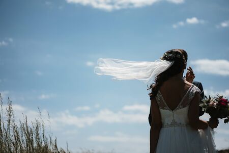wedded couple in the natureの写真素材