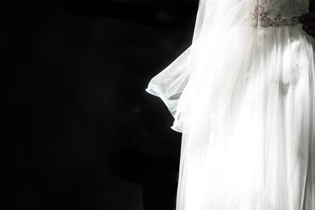 a closeup of a bride's dress