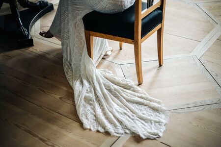 a bride sitting on a chairの写真素材