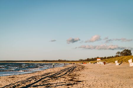a beautiful beach at sunsetの写真素材