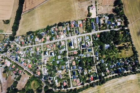 a drone photo of the city from topの写真素材