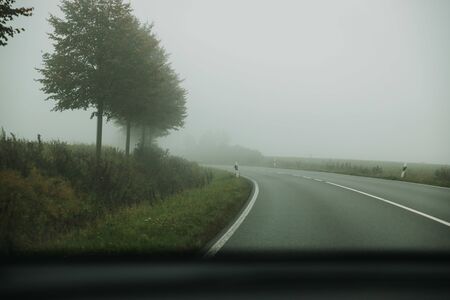 a roadway in a carの写真素材