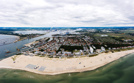 cloudy summer day in holiday at Warnemunde, Rostockの写真素材