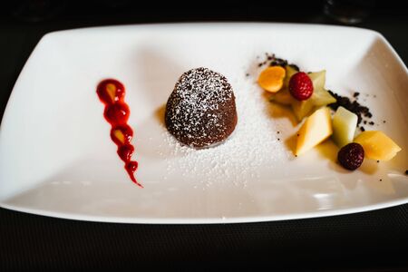 colorful photo of vegan dessert with fruitsの写真素材