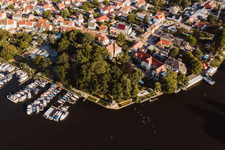 aerial view of Caputh and lake Schwielow, Berlin Brandenburgの写真素材