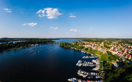 aerial view of Caputh and lake Schwielow, Berlin Brandenburgの写真素材