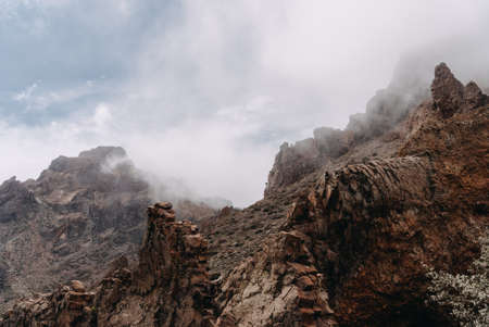 national park at Teide volcano in Tenerife in the beautiful atmosphereの写真素材