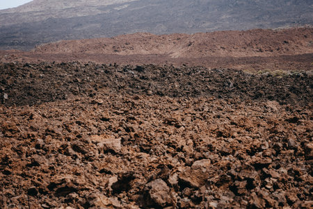 national park at Teide volcano in Tenerife in the beautiful atmosphereの写真素材