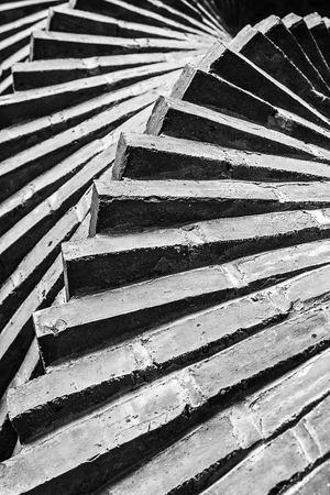 Geometric shape detail of a concrete buildingの写真素材
