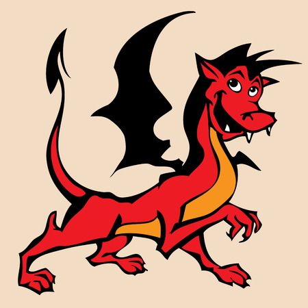 funny illlustration of cute little dragon. Fantasy Character for Coloring Bookのイラスト素材