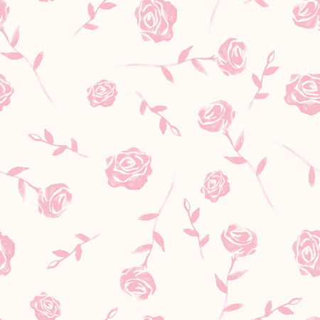 Seamless vector pattern with watercolor pink roses. Can be used for fabrics, wallpapers, scrap-booking, etcのイラスト素材
