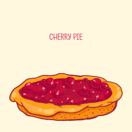 colorful vector illustration of tasty cherry pieのイラスト素材