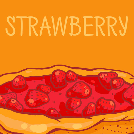 colorful vector illustration of tasty strawberry pieのイラスト素材