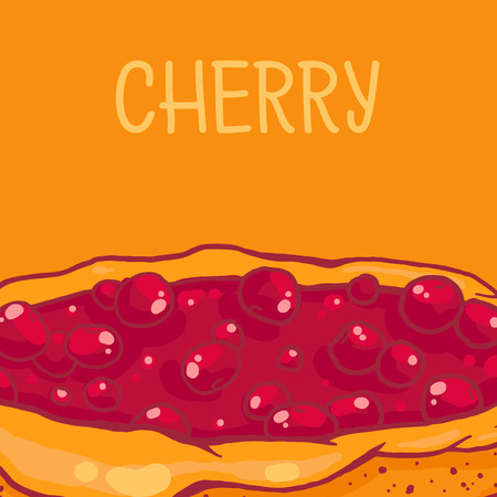 colorful vector illustration of tasty cherry pieのイラスト素材