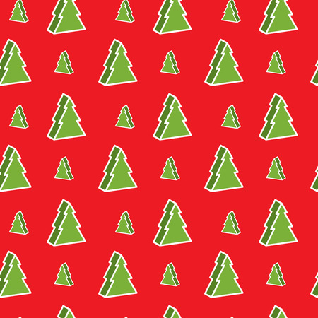 Seamless red and green christmas-tree patternのイラスト素材