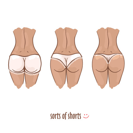 Sexy hand drawn women ass , vector illustration. Sorts of pants.のイラスト素材