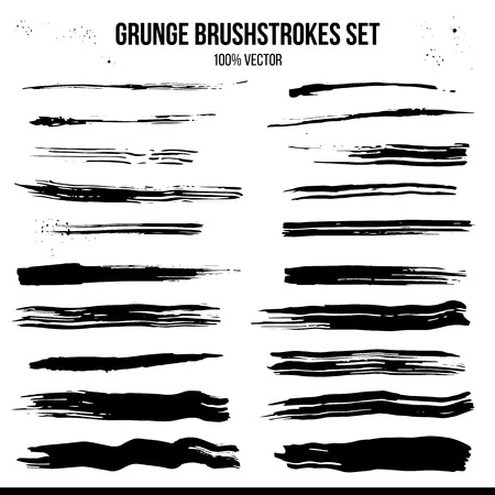 vector set of grunge brush strokes isolated on white backgroundのイラスト素材