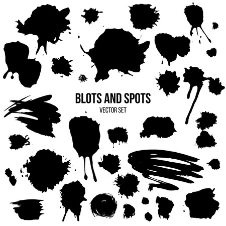 Abstract isolated grunge spots and blots. Grouped by objects and easy to use and recolor.のイラスト素材