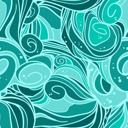 Wave seamless pattern. Hand drawn vector backgroundのイラスト素材