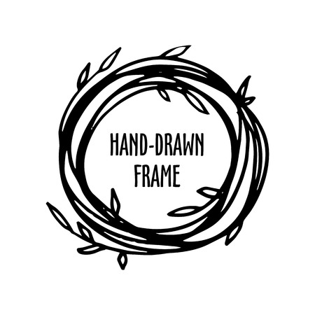 Original vintage frame - beautiful hand-drawn wreath.のイラスト素材