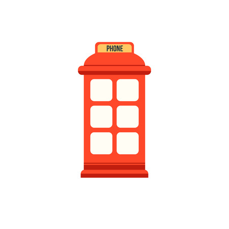 English red phone booth. Flat style vector iconのイラスト素材