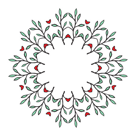 Ethno style round frame. Tribal floral wreathのイラスト素材