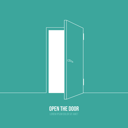 Vector illustration of open door. Symbol of freedom, hope, success, new way