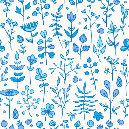 Seamless pattern of hand -drawn floral elements. Textile printのイラスト素材