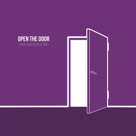 Vector illustration of open door. Symbol of freedom, hope, success, new wayのイラスト素材