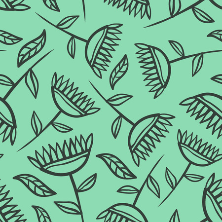 Seamless pattern of hand -drawn floral elements. Textile printのイラスト素材