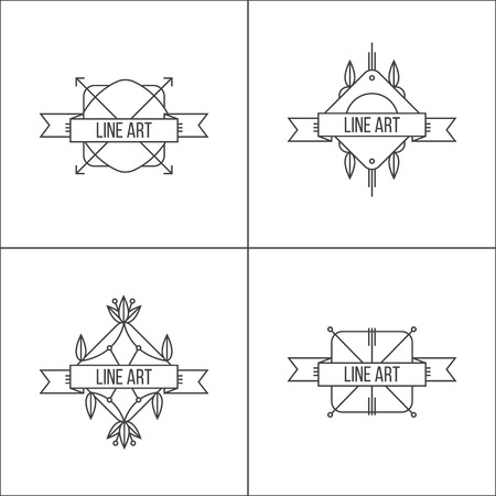 Minimalistic hipster style outline icon setのイラスト素材