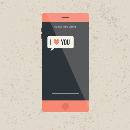 Telephone with love message on textured background. Vector illustrationのイラスト素材