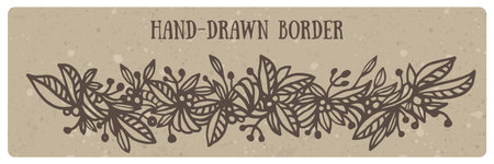 Hand-sketched floral border. Great for invitations, greetings, save the date cardsのイラスト素材