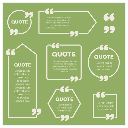 Set of modern isolated quote bubbles. Quote comment template. Website icon. Different quote frames blank template.のイラスト素材
