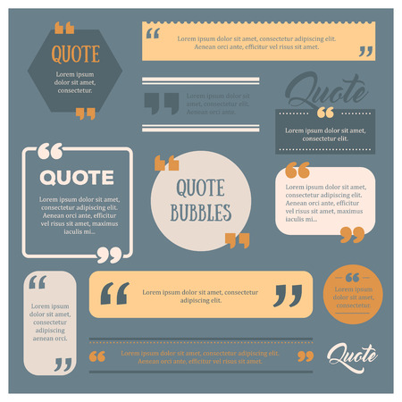Set of modern quote bubbles. Quote comment template. Website icon. Different quote frames blank template.のイラスト素材