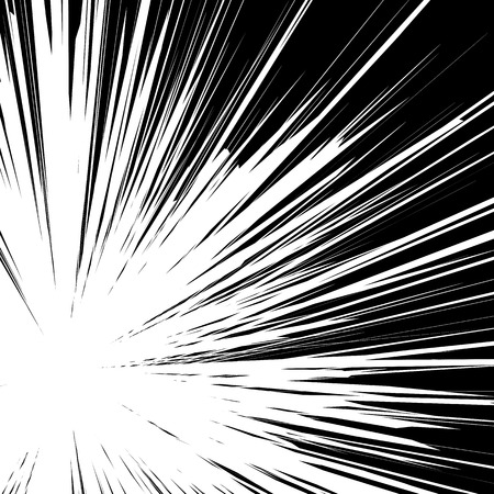 Black and white sunburst abstract background. Ray burst, explosion, comic big bang. Superhero action speed frame. Radial lines. Monochrome design element.のイラスト素材