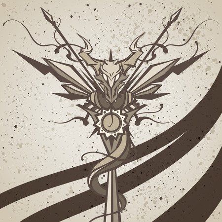 Dragon. Totem animal. Vector illustration, tattoo, t-shirt print. Dragon china zodiac symbol.のイラスト素材