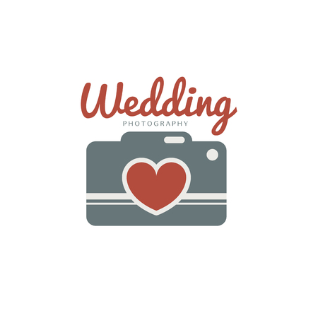 Wedding photography template. Creative photo studio flat icon. Love story photo emblem.Hipster photographer labels and badges in vintage styleのイラスト素材