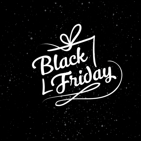 Black Friday calligraphic poster design vector template. Total sale discount banner retro vintage style. Black Friday lettering.のイラスト素材