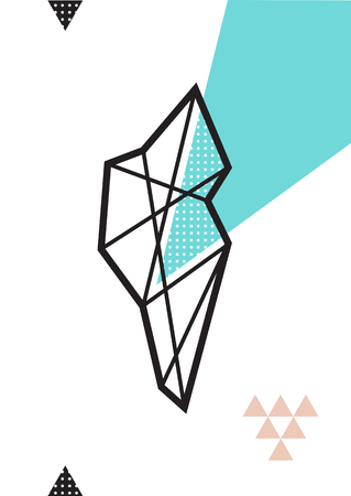 Sacred geometry creative postcard with bright diamond crystals. Trendy poster, print.のイラスト素材