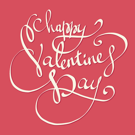 Happy Valentine's day lettering vector background. Valentine greeting card design. Handwritten calligraphic quote.のイラスト素材