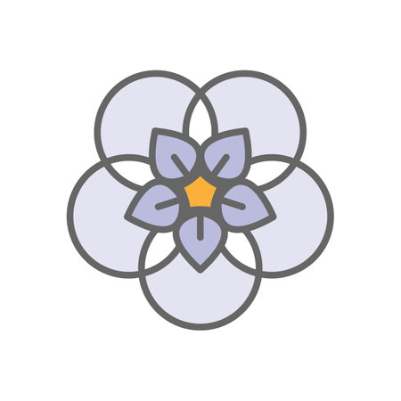 Forget-me-not stylized flower logo. Floral composition, vector abstract beauty linear style flower logotype template. Glass painting, leaded pane, stained-glass window. yoga studio.のイラスト素材
