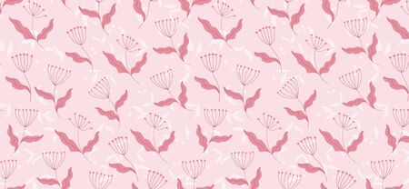 Pink feminine floral pattern. Minimalistic pink flowers. Seamless pattern design for web and print. Menstrual health concept.のイラスト素材