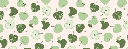 Green apple vector pattern design for wrapping paper, stationery and web use.のイラスト素材