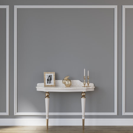 Luxury interior in classic style. wall mockup. 3d renderの写真素材