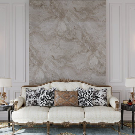 Classic sofa in classic interior with copy space.Mock up wall.Digital Illustration.3d renderingの写真素材