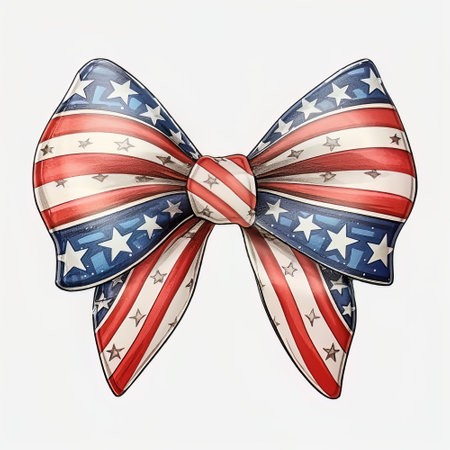 Illustration of a bow tie in the colors of the American flagの素材