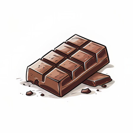 Chocolate bar on a white background. Hand drawn vector illustration.の素材
